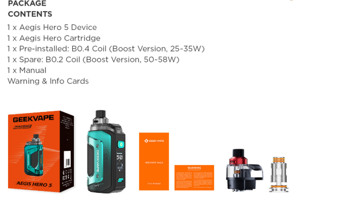 Geekvape Aegis Hero 5 Pod Mod Kit 2000mAh (Max 50W) 6.5ml
