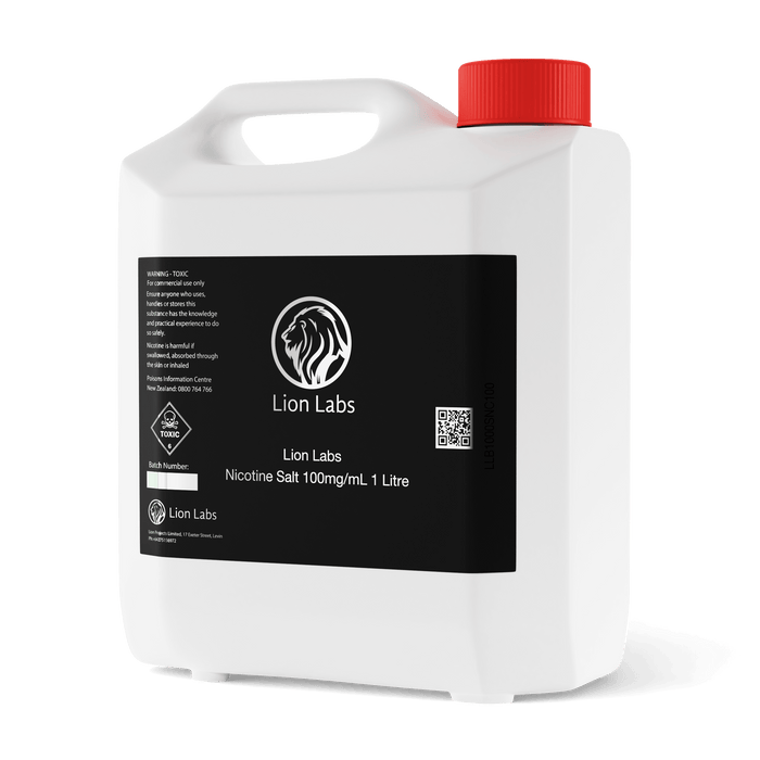Nicotine Salt 100mg/mL, 50/50 blend in USP Propylene Glycol & USP Vegetable Glycerin (palm free) - Lion Labs Wholesale